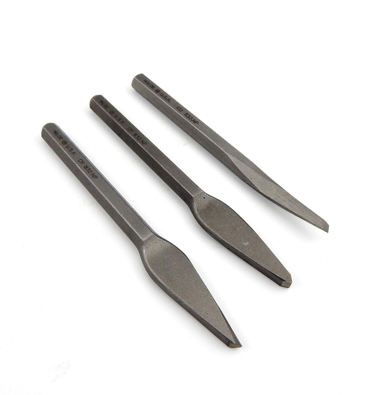 Bowers Tool Co. 3pc 5/32 Diamond 1/4in Cape and Round Chisel Set w Pouch MADE IN USA