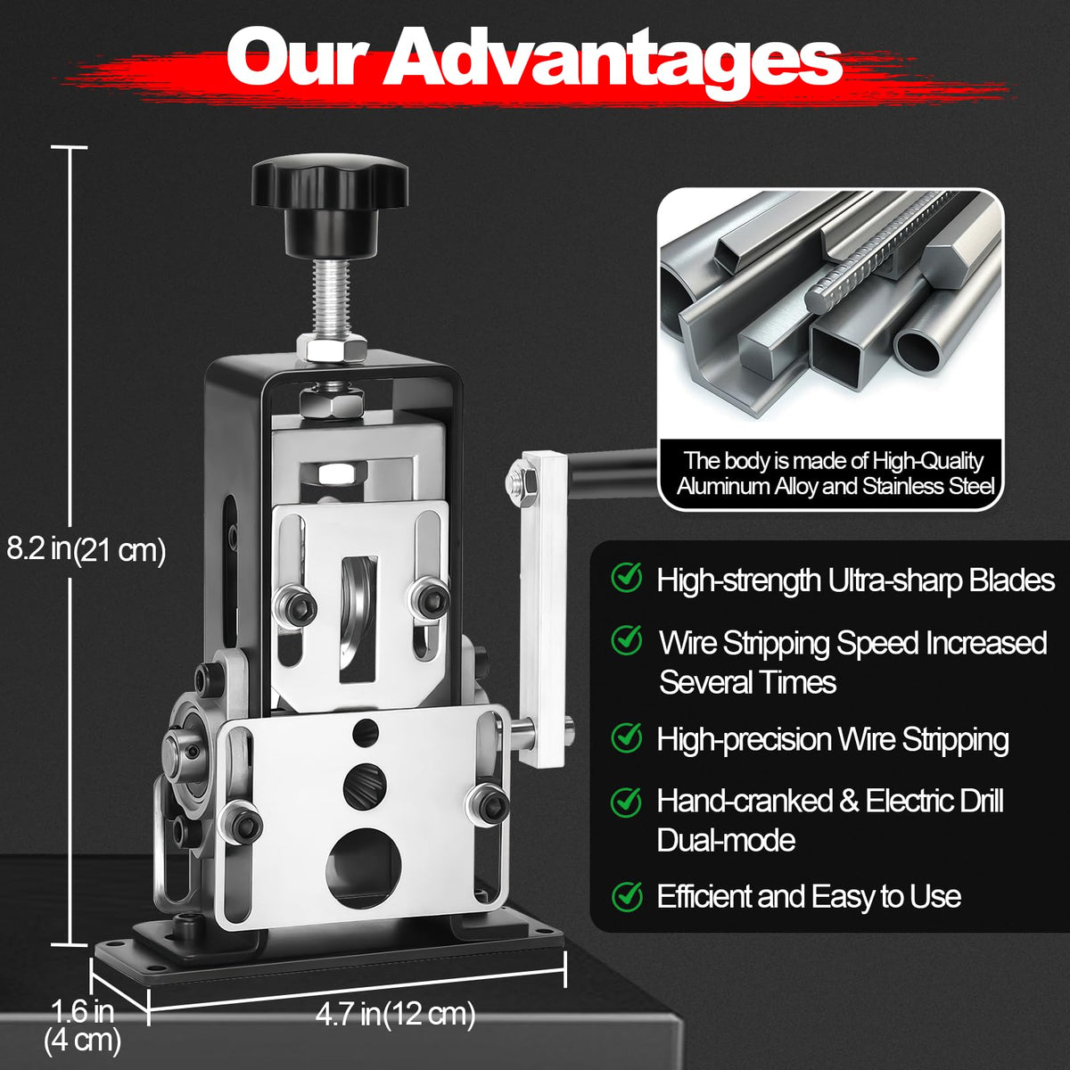 Trivd Frol Manual Wire Stripping Machine, Gauge Wire 0.06"-1"
