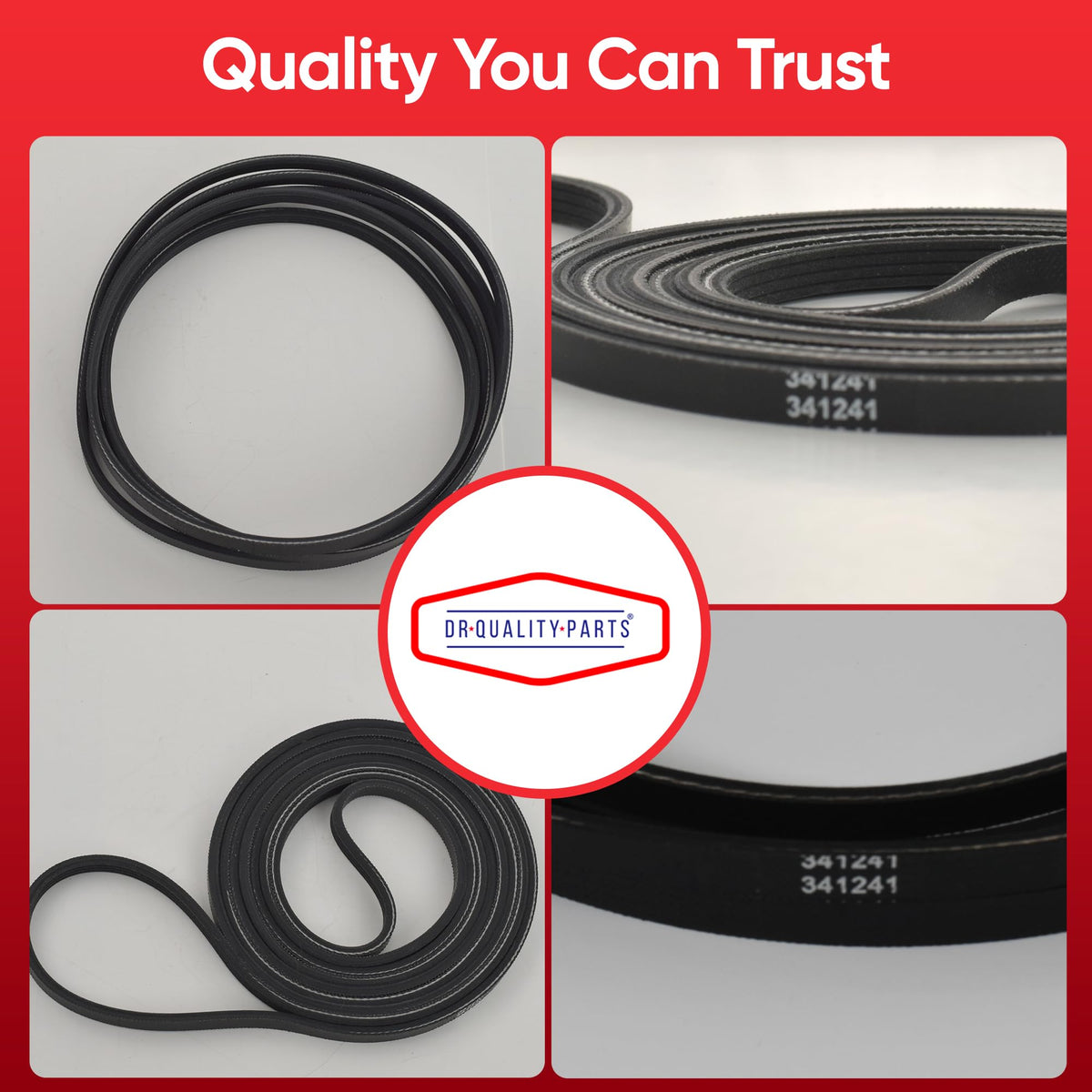 Dr Quality Parts 341241 Dryer Drum Belt Replacement for Whirlpool & Kenmore