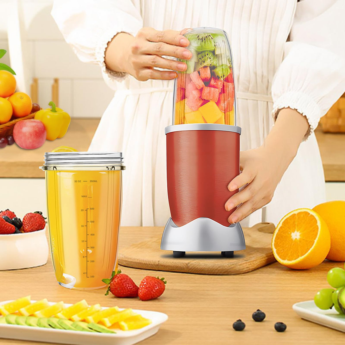 PODCAY Blender Replacement Parts for Nutribullet, 32oz & 24oz Cups with Replacement Extractor Blade, Compatible with Nutri Bullet 600W/900W Pro Blenders (3 PCS)