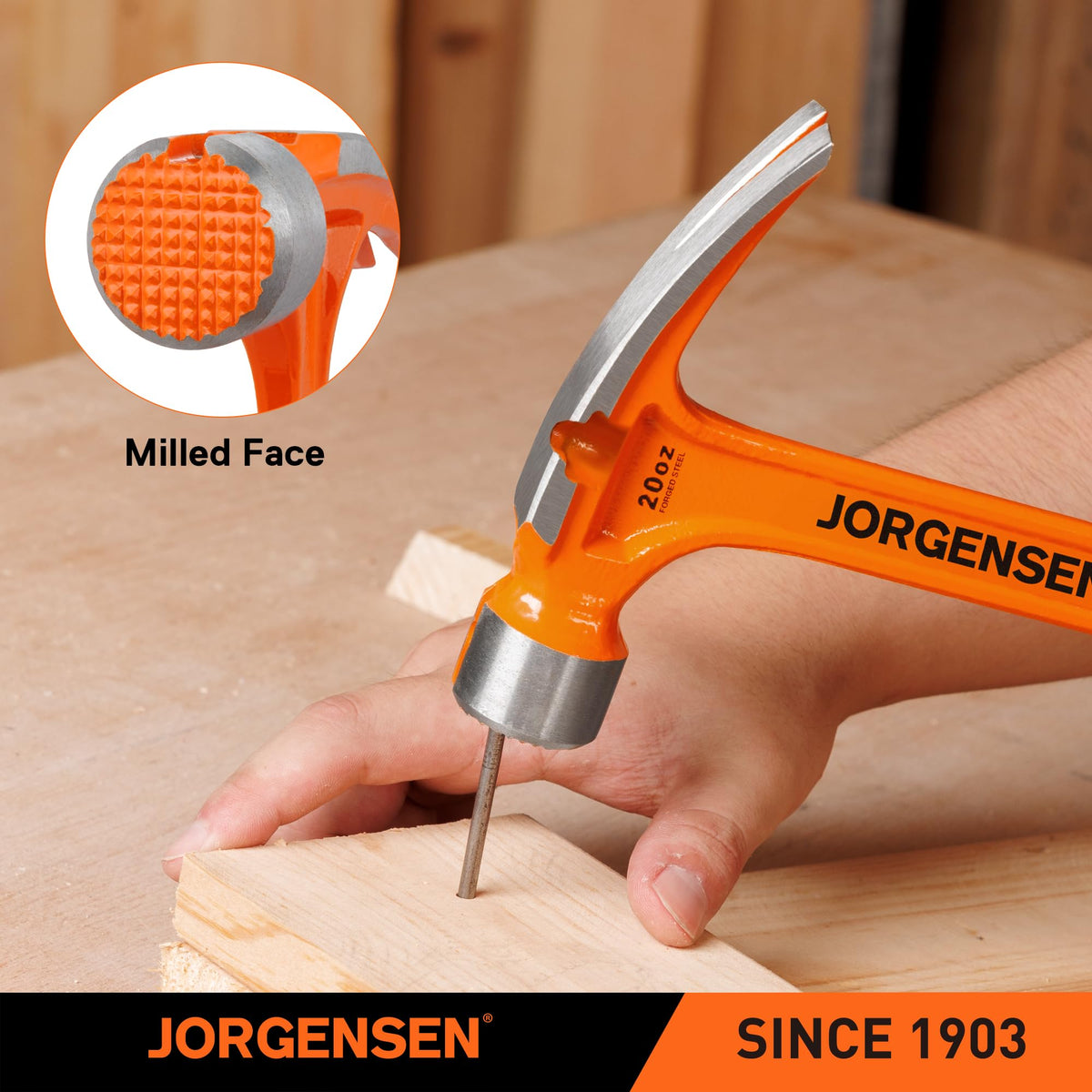 JORGENSEN 20 oz One-piece Forged Rip Claw Hammer with Magnetic Nail Holder