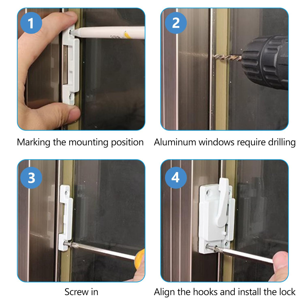 JEEJINYAN 10 Pack Cam Action White Window Sash Locks, Security Window Latches Replacement Sash Lock, Replacement Sash Lock for Horizontal Sliding Windows and Vinyl Single or Double Windows