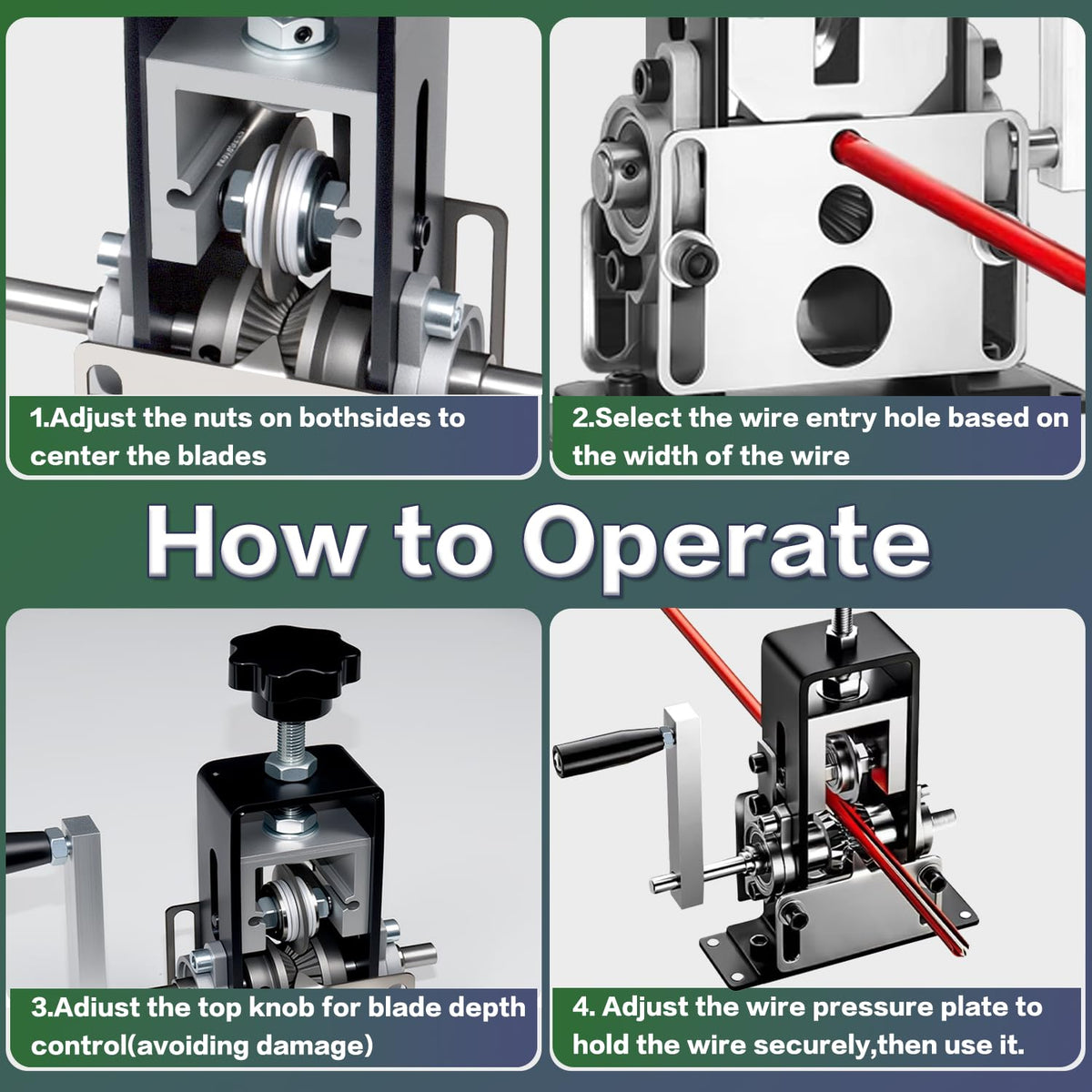 TORRIDE Manual Wire Stripping Machine, Gauge Wire 0.06-1"