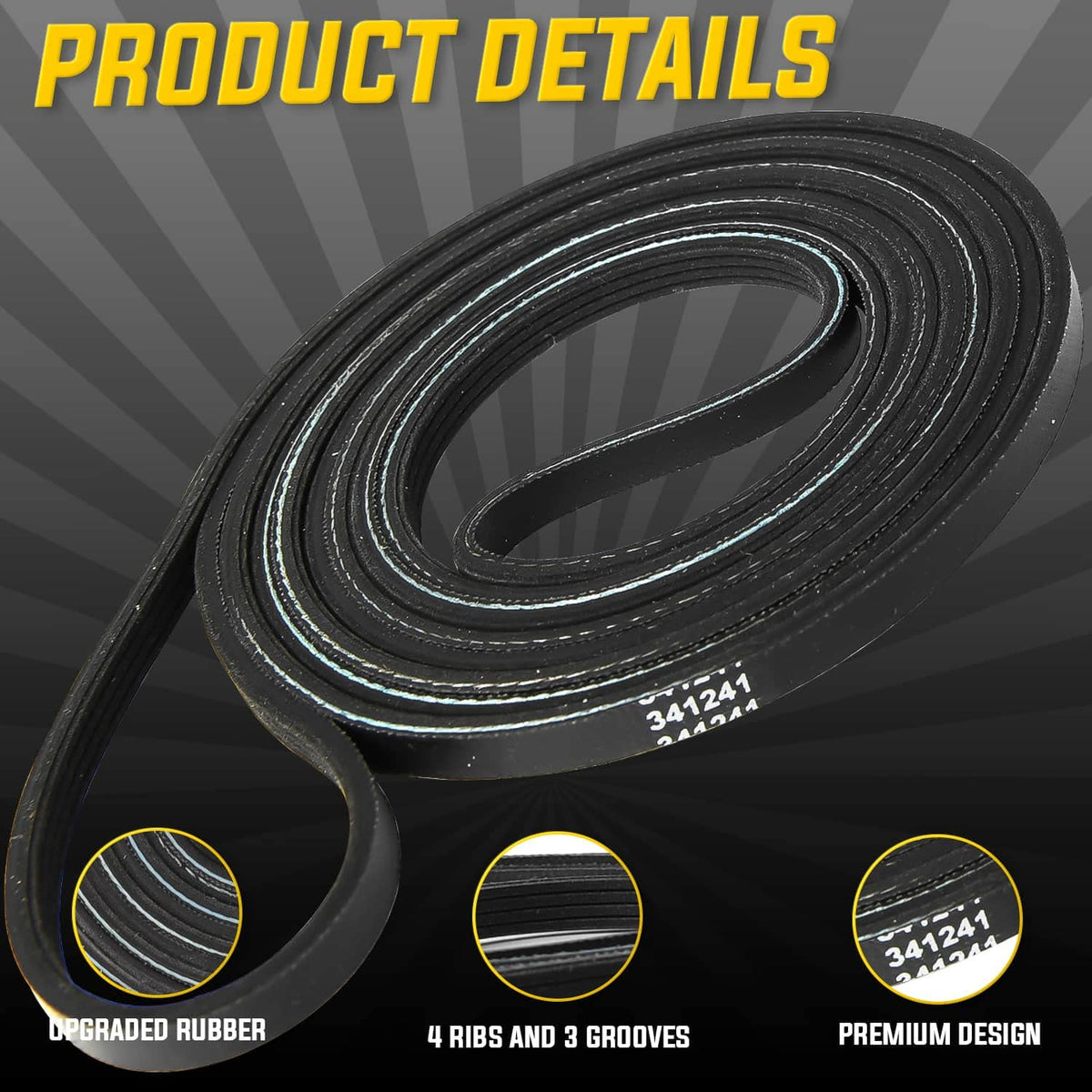 Seentech 341241 Dryer Drum Belt Compatible with Whirlpool Kenmore Roper