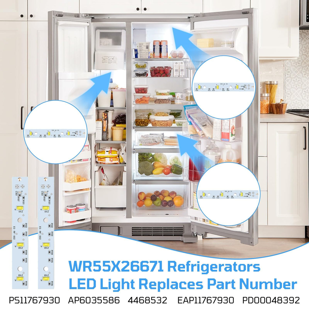 Upgrad WR55X26671 Refrigerators LED Light Board fo