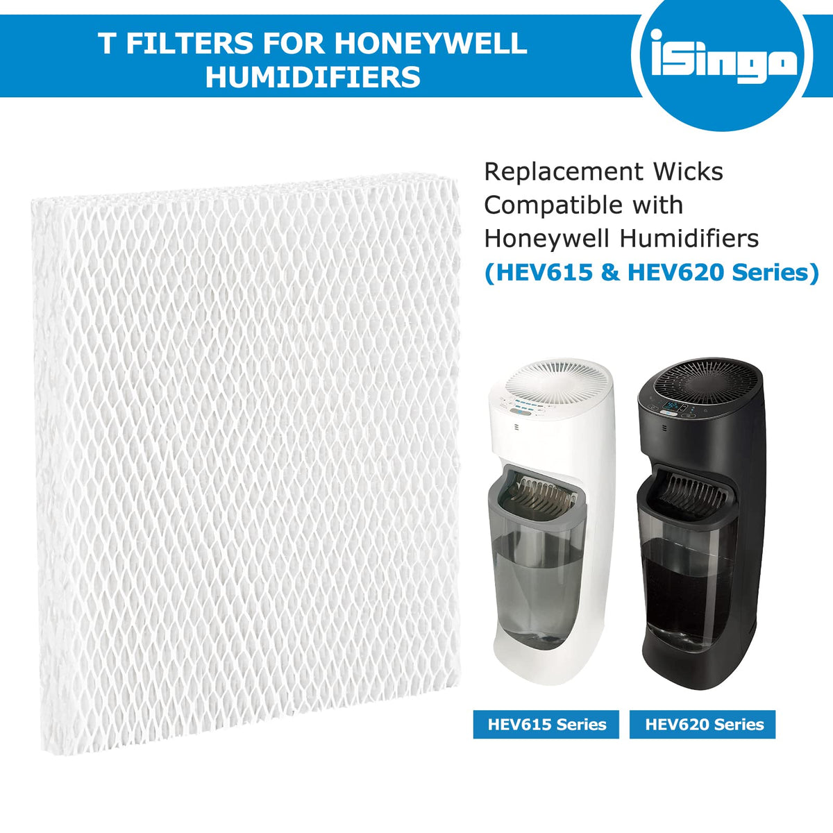 iSingo 6 Pack Humidifier Wicking HFT600 Replacement Filters T