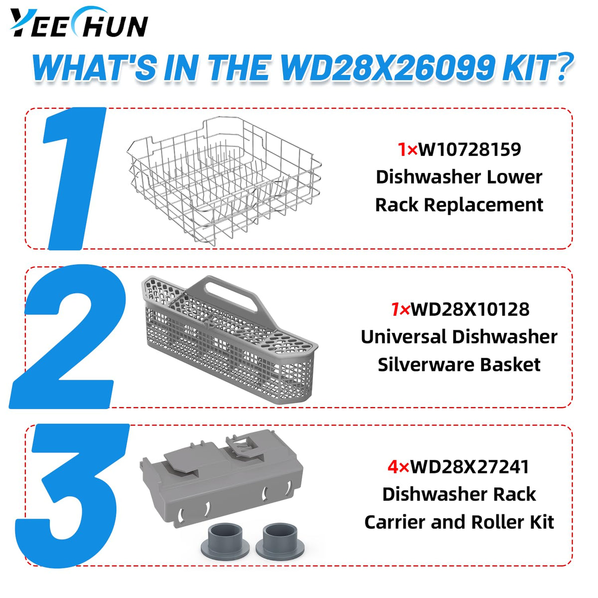 WD28X26099 Lower Rack for GE Dishwasher Rack Replacement,Stainless Steel
