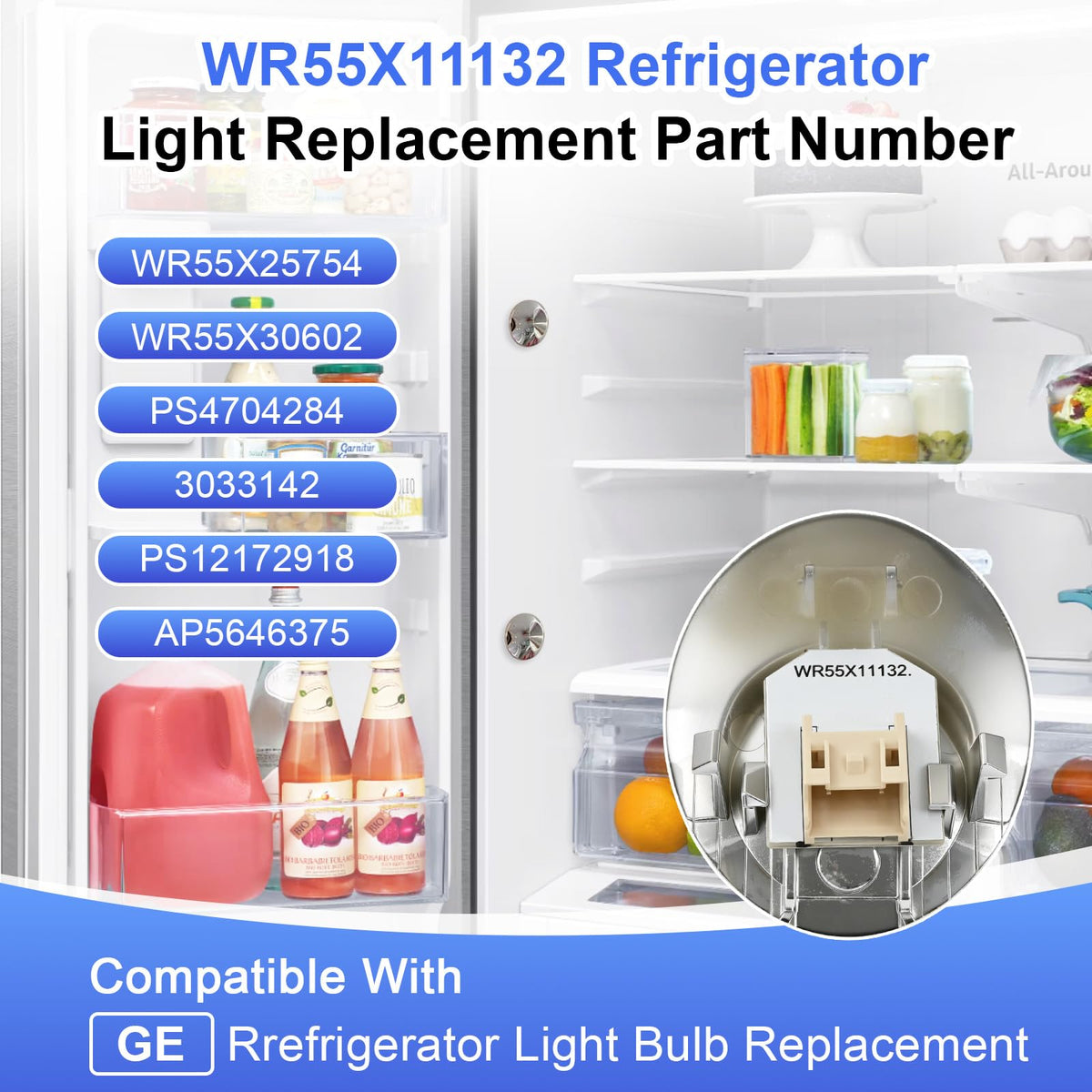 WR55X11132 WR55X25754 for GE Refrigerator LED Light Assembly Replacement