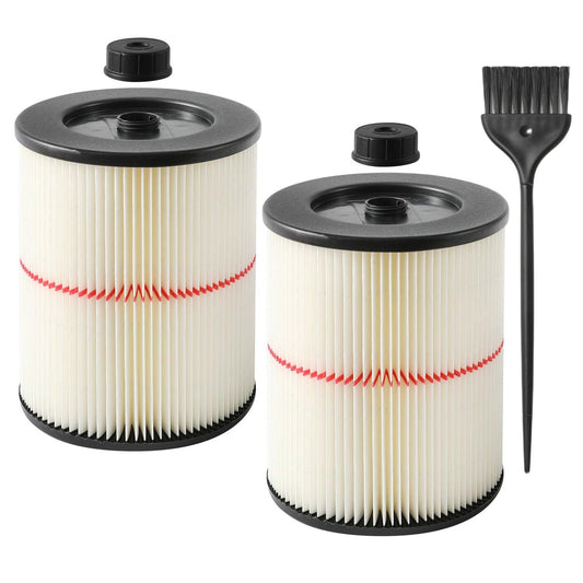 Gazeer 2 Pack Red Stripe Cartridge Filter Compatible with Craftsman 17816 9-17816 Wet Dry Vac fit 5 Gallon and Larger Vacuum Cleaner