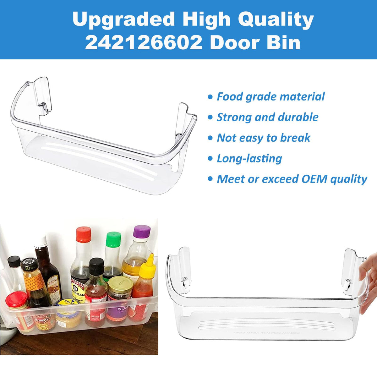 2 Pack UPGRADED 242126602 Refrigerator Door Bin Sh