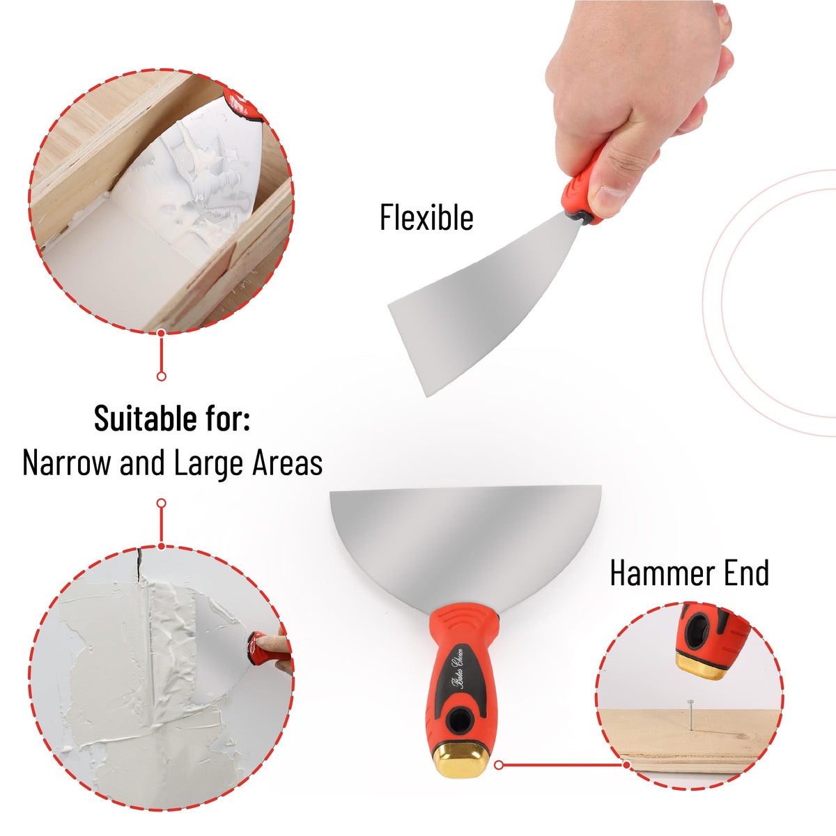 Bates Drywall Knife Set - 6pcs, Finishing Tools with Mud Pan & Spackle Knives