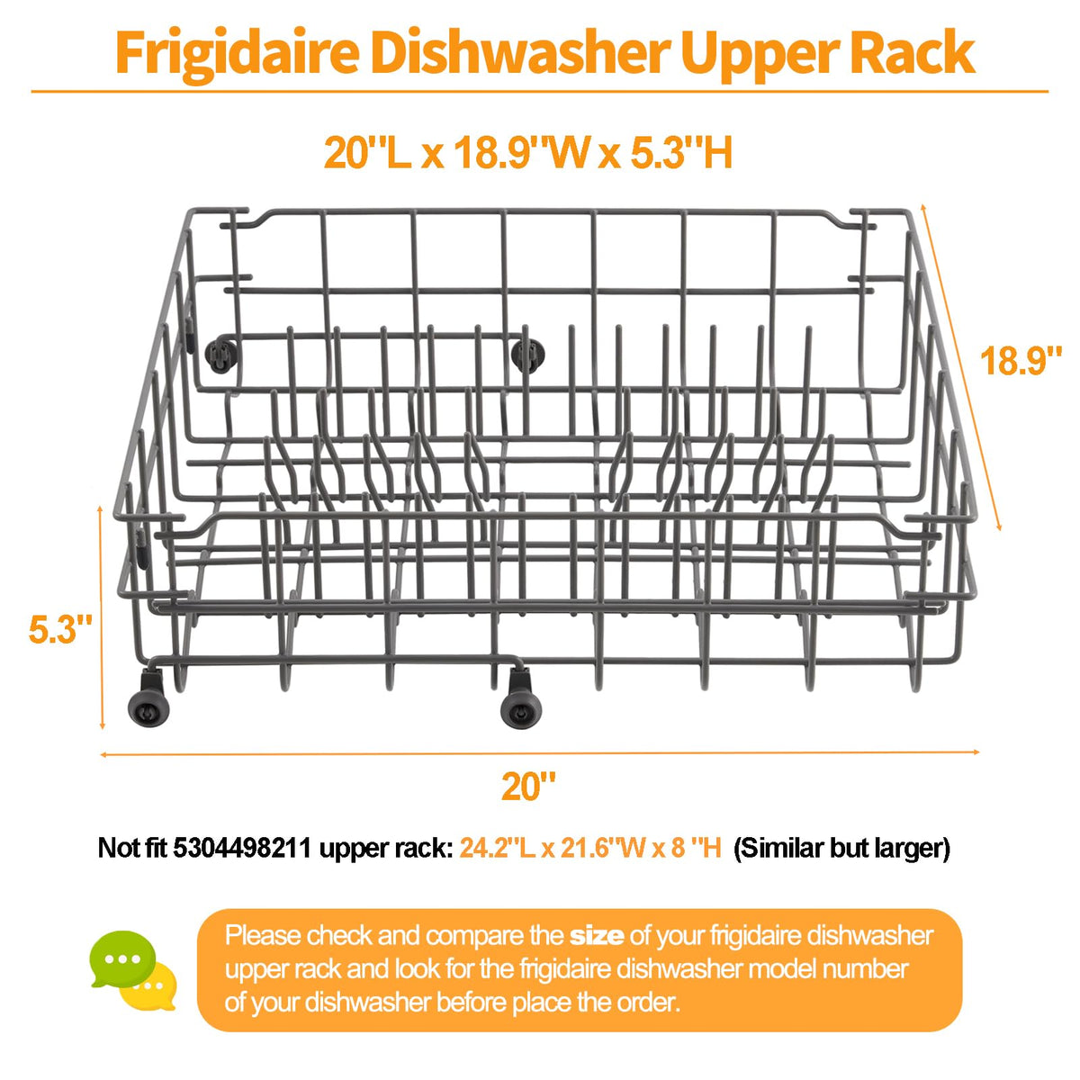 Upgraded 5304535380 Dishwasher Upper Rack Replacement Parts for Frigidaire Kenmore Dishwasher Rack FFCD2413US4A FBD2400KB12B Upper Dishrack Assembly Frigidaire Crosley Dishwasher Top Rack Rollers