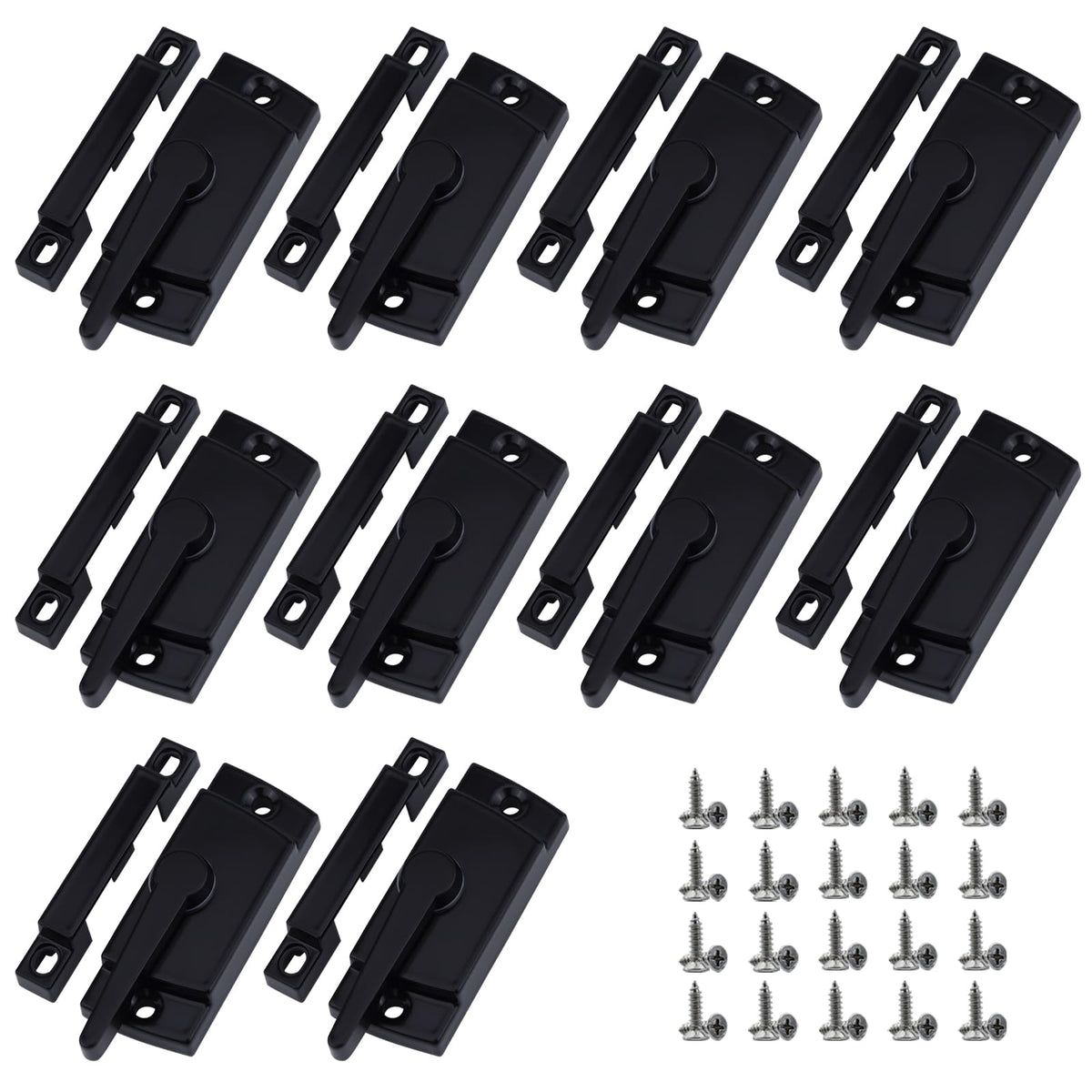 10 Pack Window Sash Locks - Cam Action Security Window Latch Replacement for Single/Double Hung, Vertical, Horizontal Sliding Windows, Window Locks for up and Down Windows