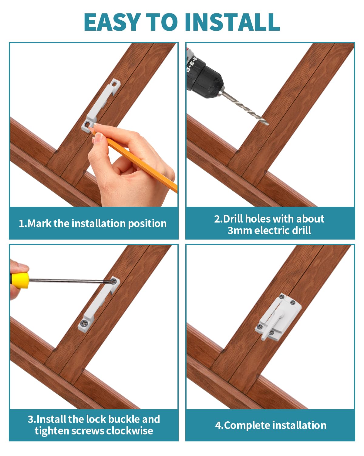 10 Pack Window Sash Locks - Cam Action Security Window Latch Replacement for Single/Double Hung, Vertical, Horizontal Sliding Windows, Window Locks for up and Down Windows