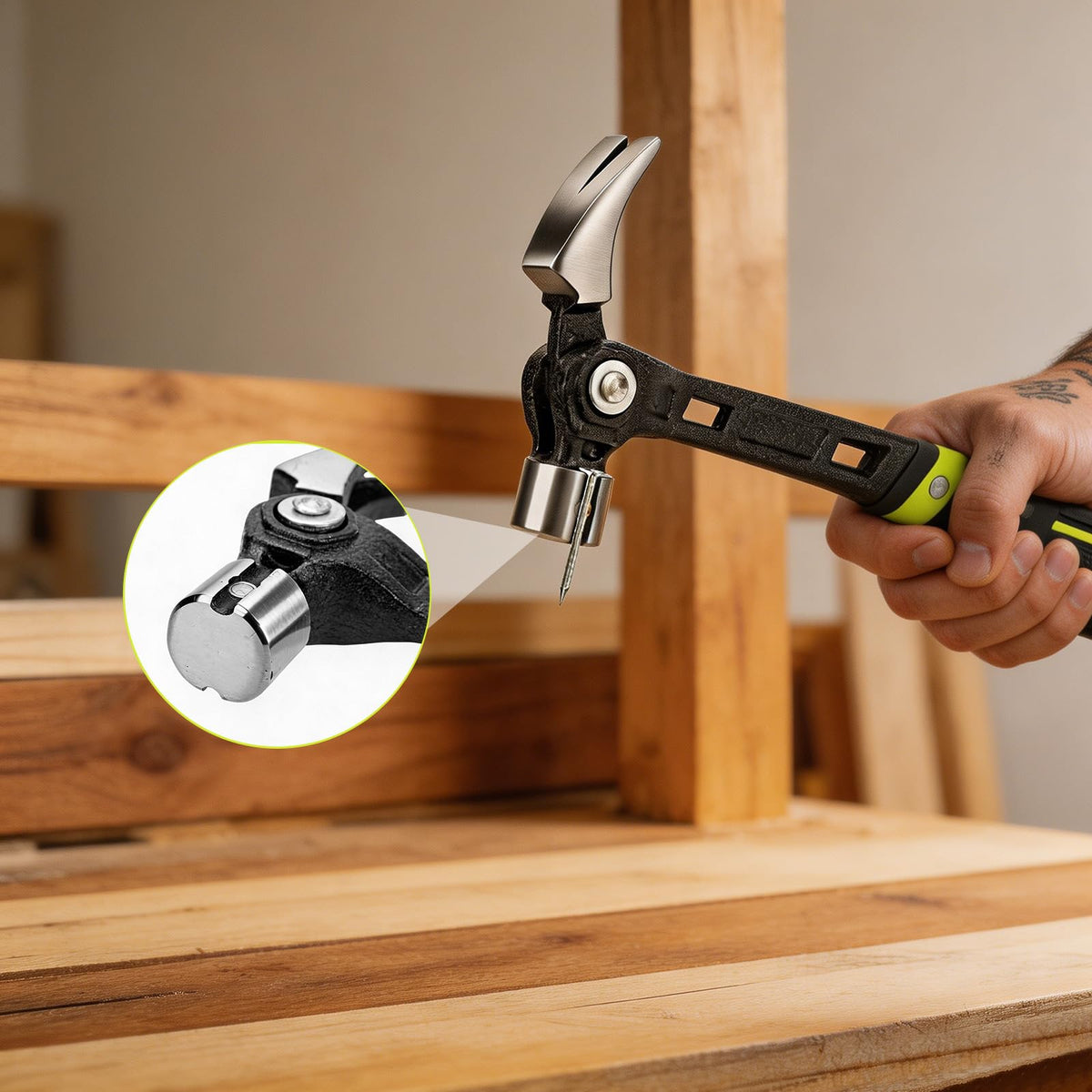 Claw Hammer with Magnetic Nail Starter, Shock-Absorbing Grip
