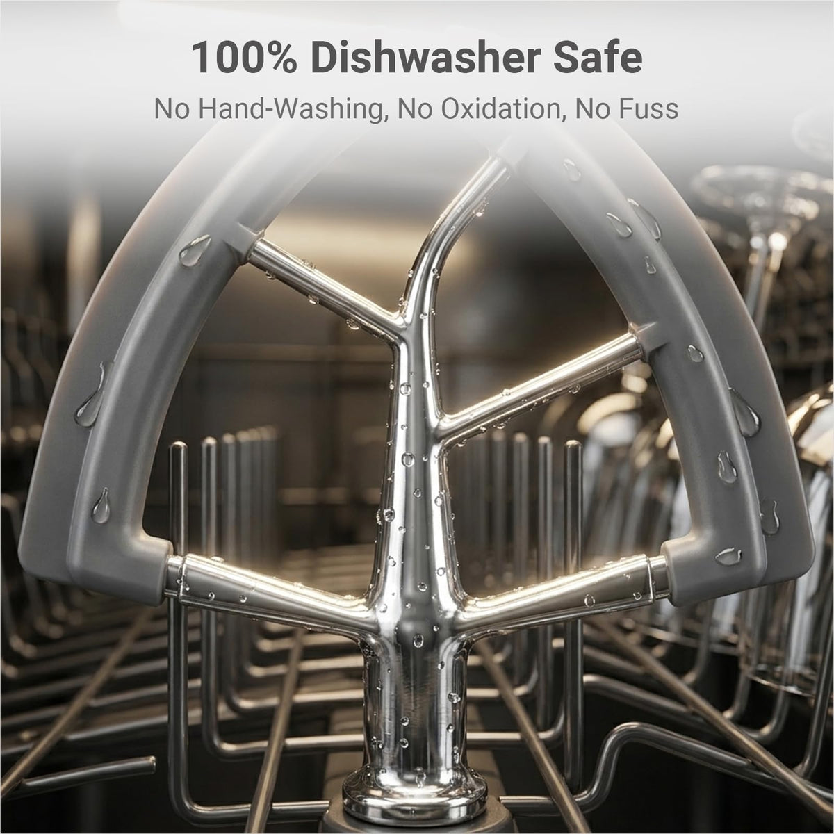 Stainless Steel Flex Edge Beater Replacement for 4.5-5 QT KitchenAid Tilt-Head Stand Mixer, Dual Silicone Scrapers Flat Paddle Attachment, Dishwasher Safe & Chip-Resistant