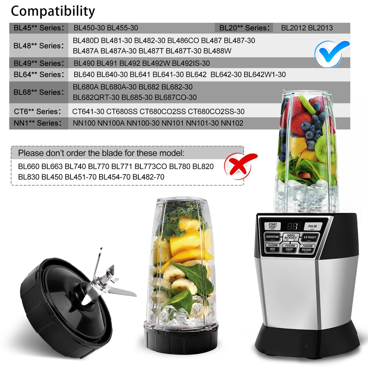 7 Fins Blade Replacement Parts Compatible with Ninja Blender Top Lid Accessories for Ninja Auto iQ BL480 BL482 BL642 BL682 NN102 ect.- Ninja Blades Replacement