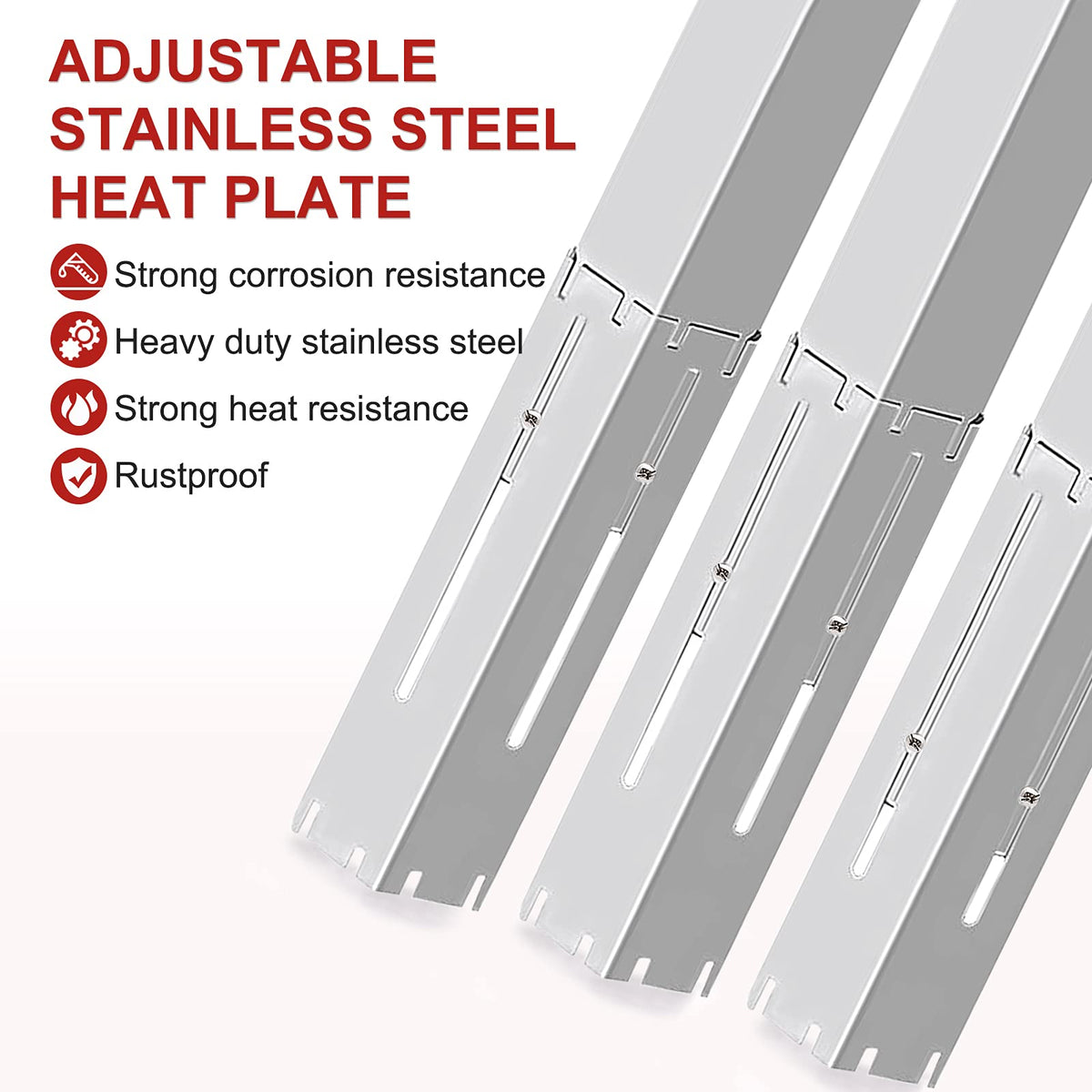 Universal Grill Heat Plates Heat Tents Heat Shields for Gas Grill, Adjustable Barbecue BBQ Grill Flame Tamers Burner Covers Heat Deflectors, Stainless Steel Gas Grill Replacement Parts
