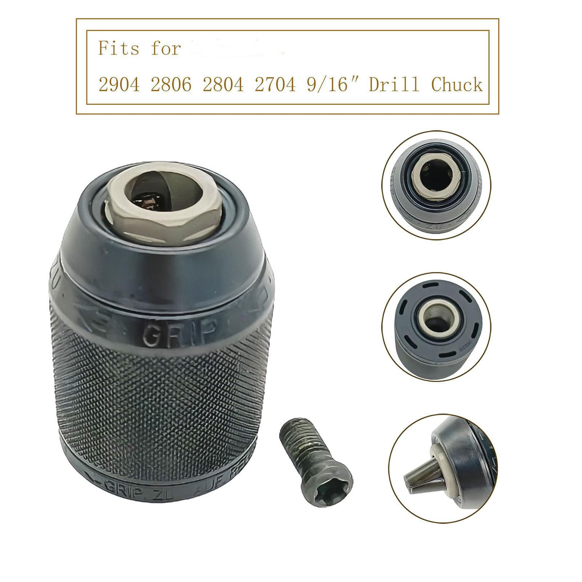 42-66-1006 42-66-2706 Replace for Milwaukee 2704-20 2804-20 2903-20 2904-20 42-66-2707 2704-22 2804-22 2903-22 Drill Chuck Parts 1/16"-1/2 Clamping Capacity,9/16"-18 Mount with 05-88-0019 Screw