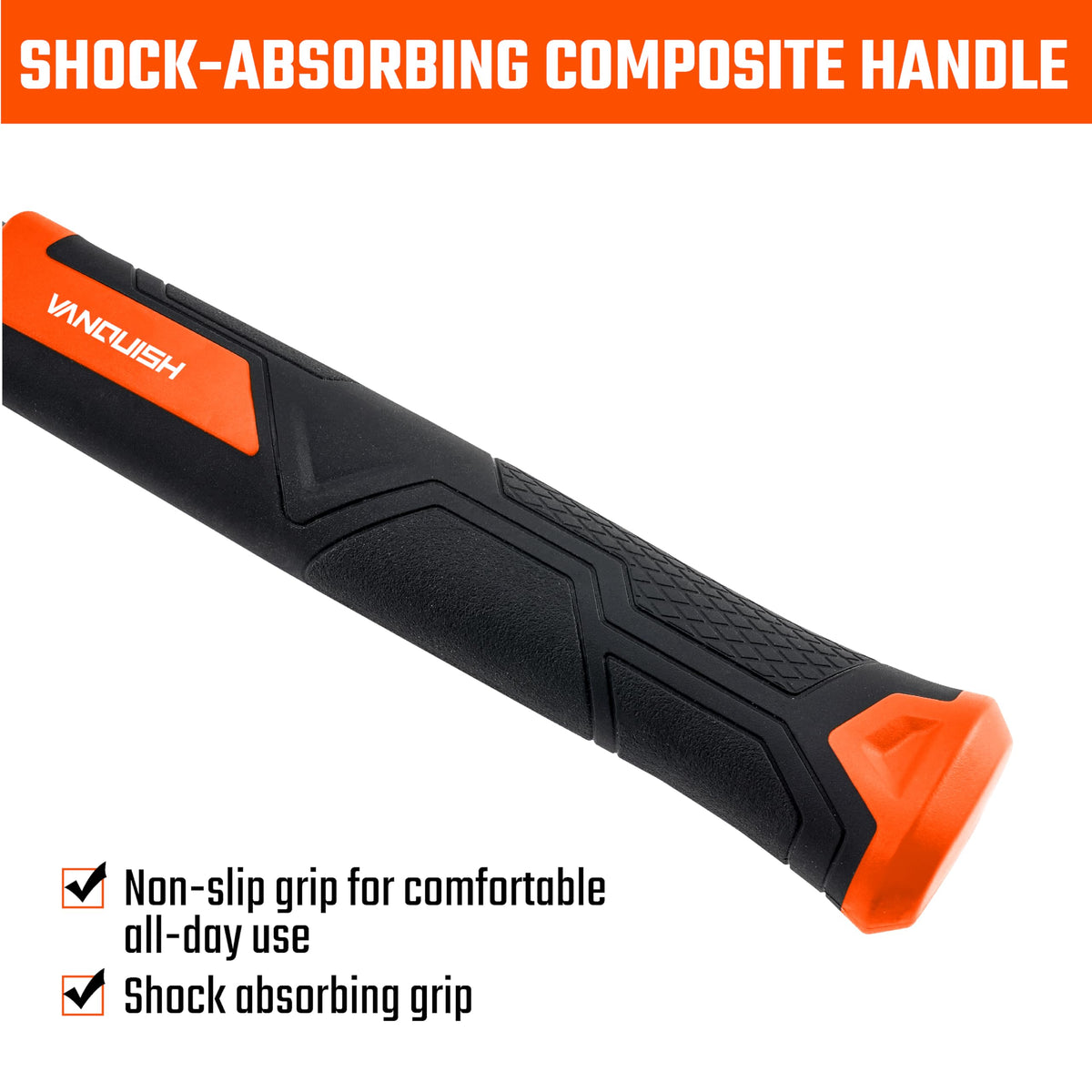 VANQUISH Framing Hammer 22oz One Piece Forged Straight Claw Hammer with Smooth Face & Shock Reduction Grip, Claw Hammer with Magnetic Nail Holder Side Nail Puller, 0630