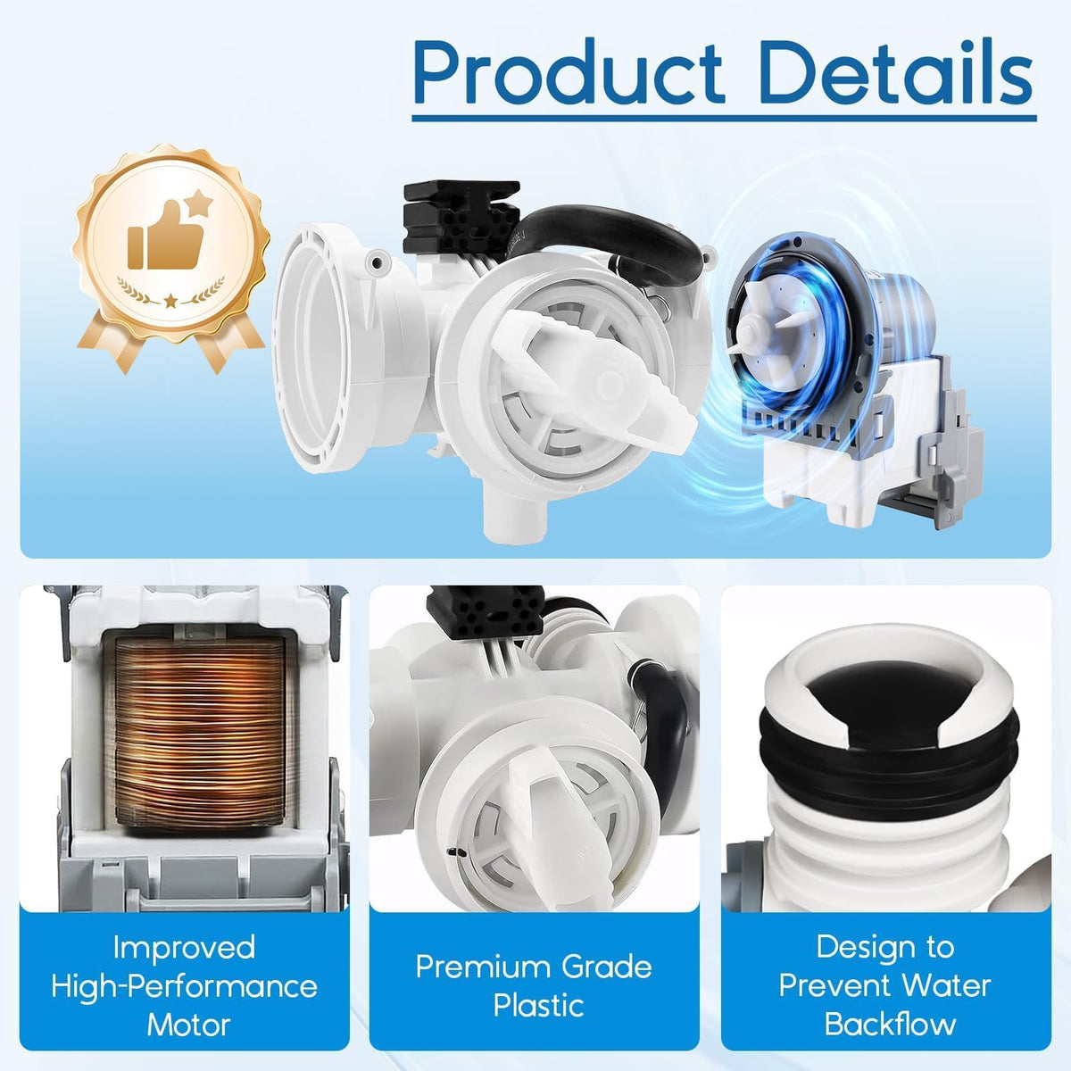 OEM DC97-20621A DC97-20621C Washer Drain Pump Assembly for Samsung