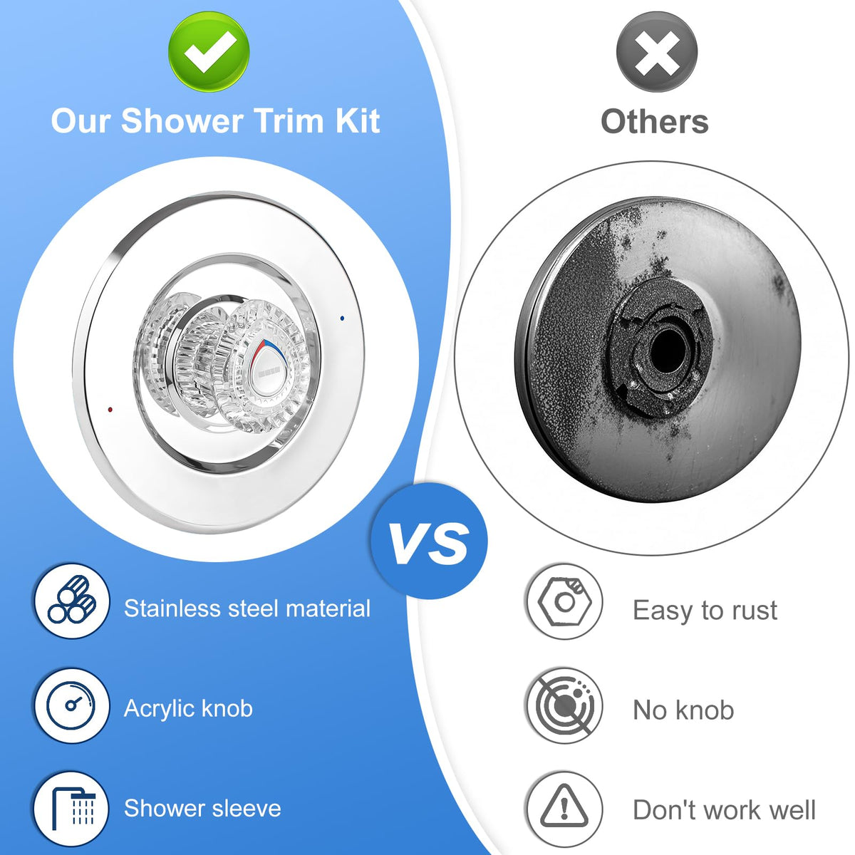 T470 Shower Trim Kit Compatible with Moen Chateau, Chrome Shower Handle Set