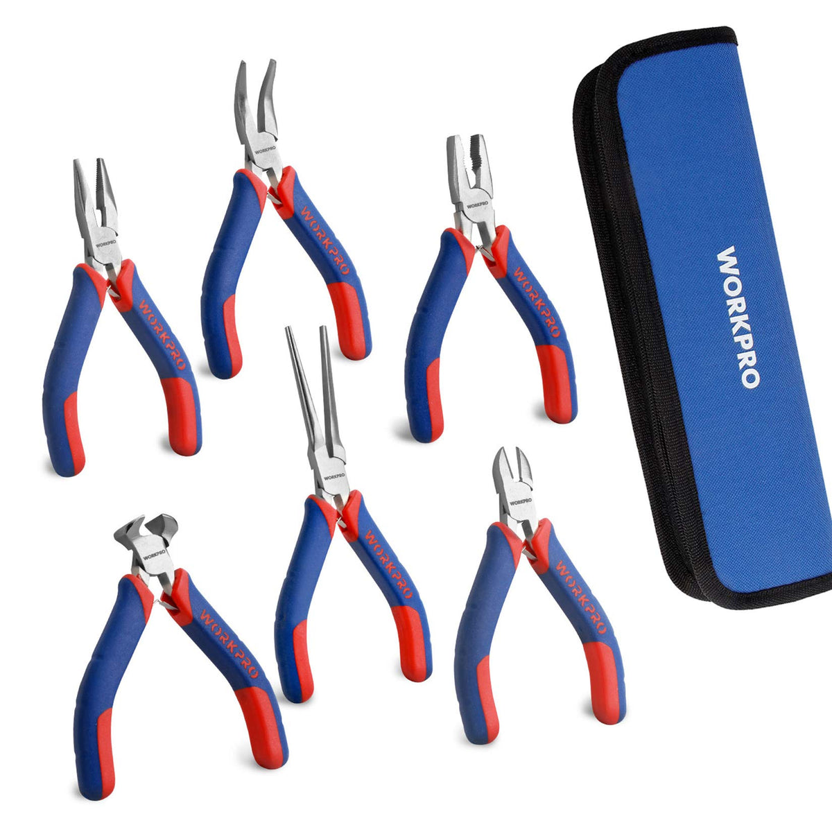 WORKPRO 6-piece Mini Pliers Set with Pouch, Small Pliers Tool Kit