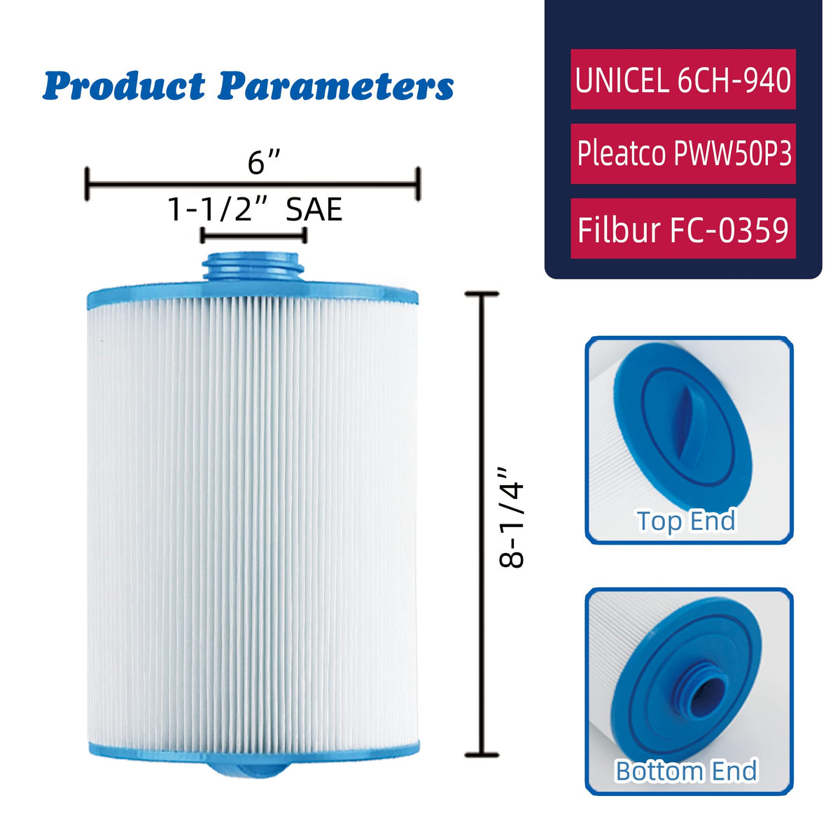 Mamokin PWW50 Spa Filter, Replaces FC-0359, 6CH-940, PWW50P3, 25252, 2 Pack
