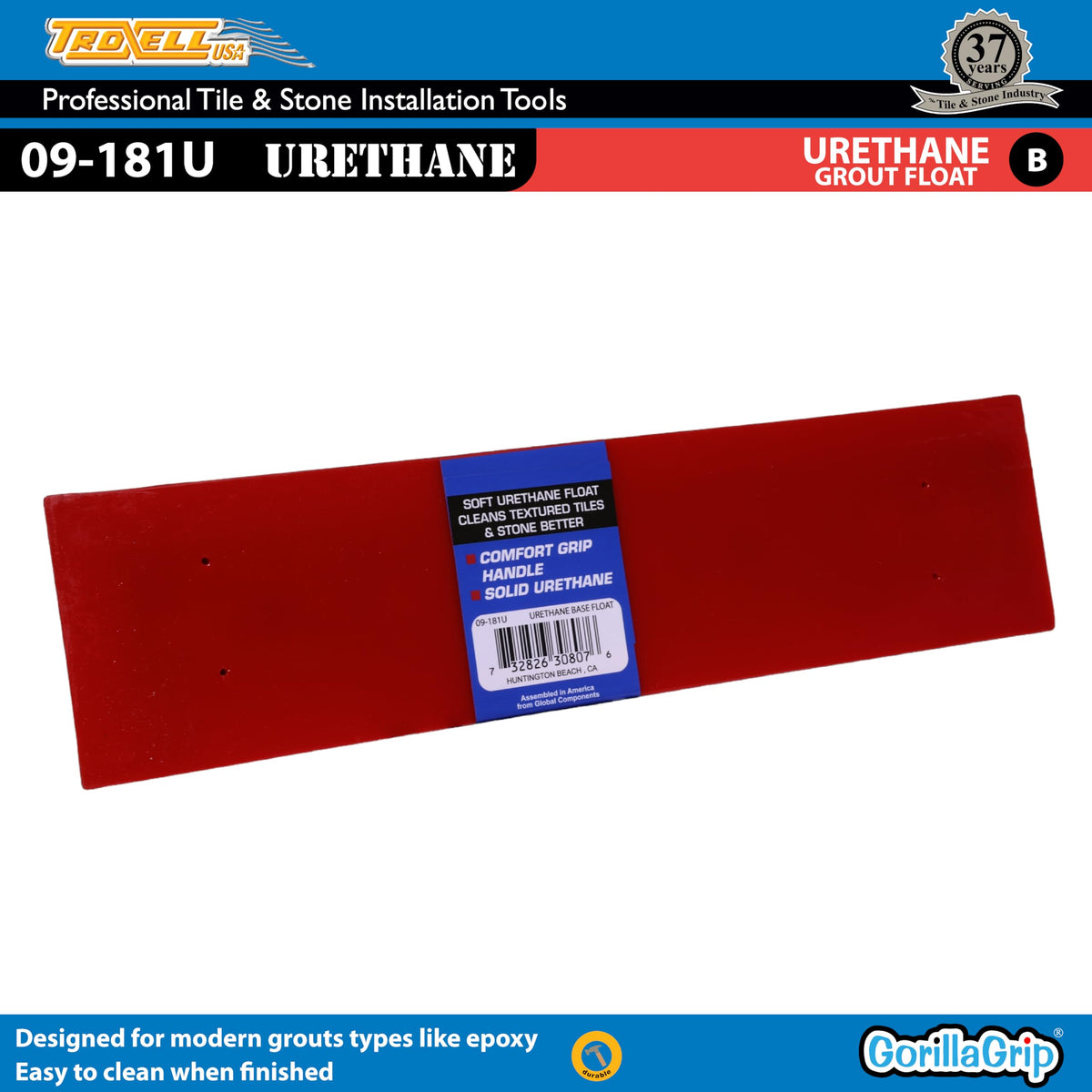 Troxell USA - 3" x 12" Urethane Grout Float with SoftGrip Handle