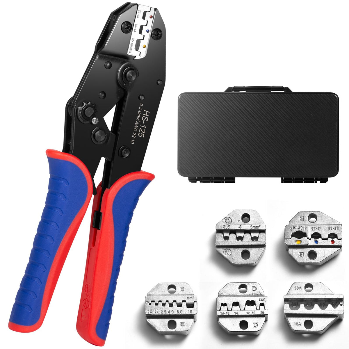 6Pcs Crimping Tool, Ratchet Wire Crimping Tool Set with Storage Box