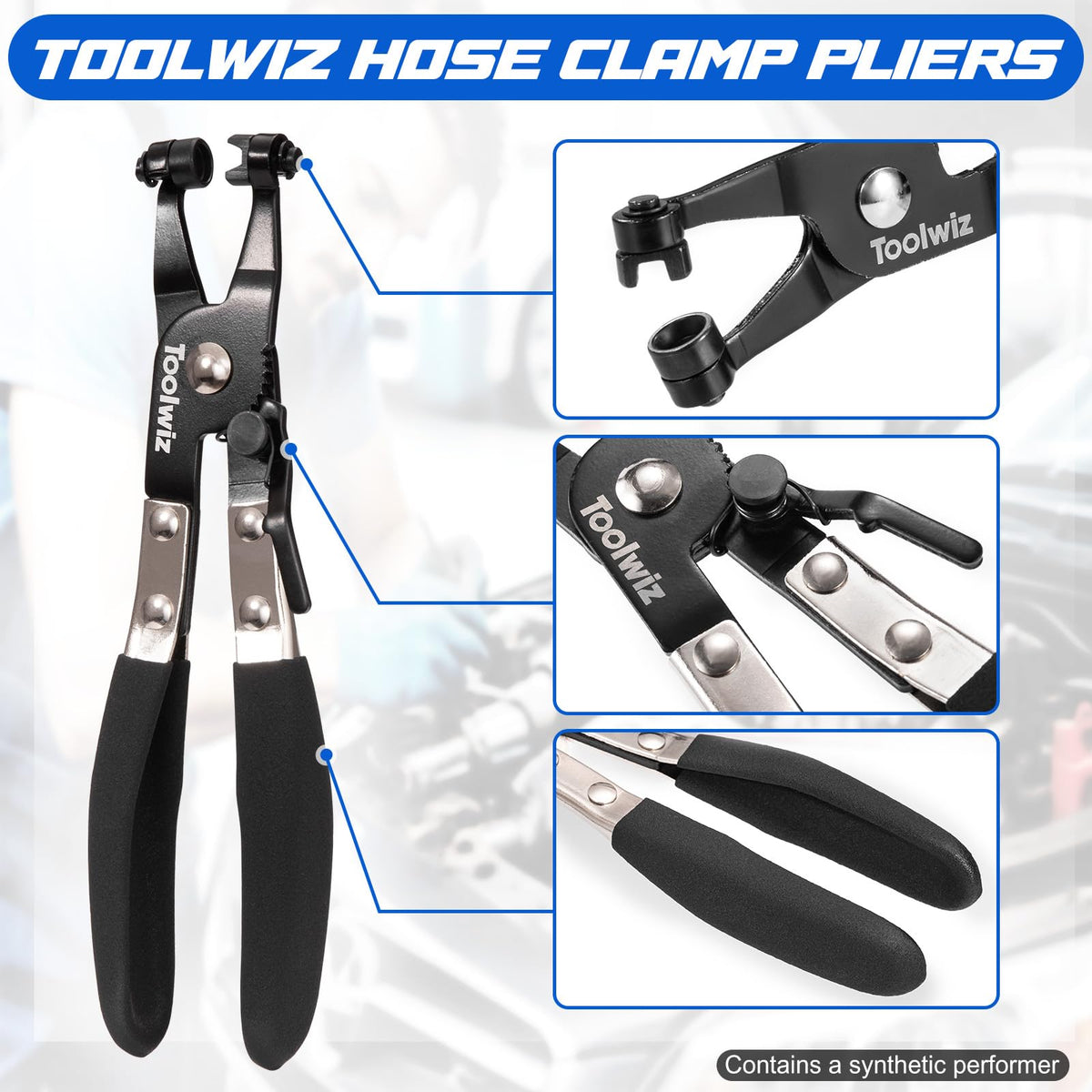 Toolwiz 130Pcs 6-25mm Spring Band Hose Clamps Assortment with Clamp Plier