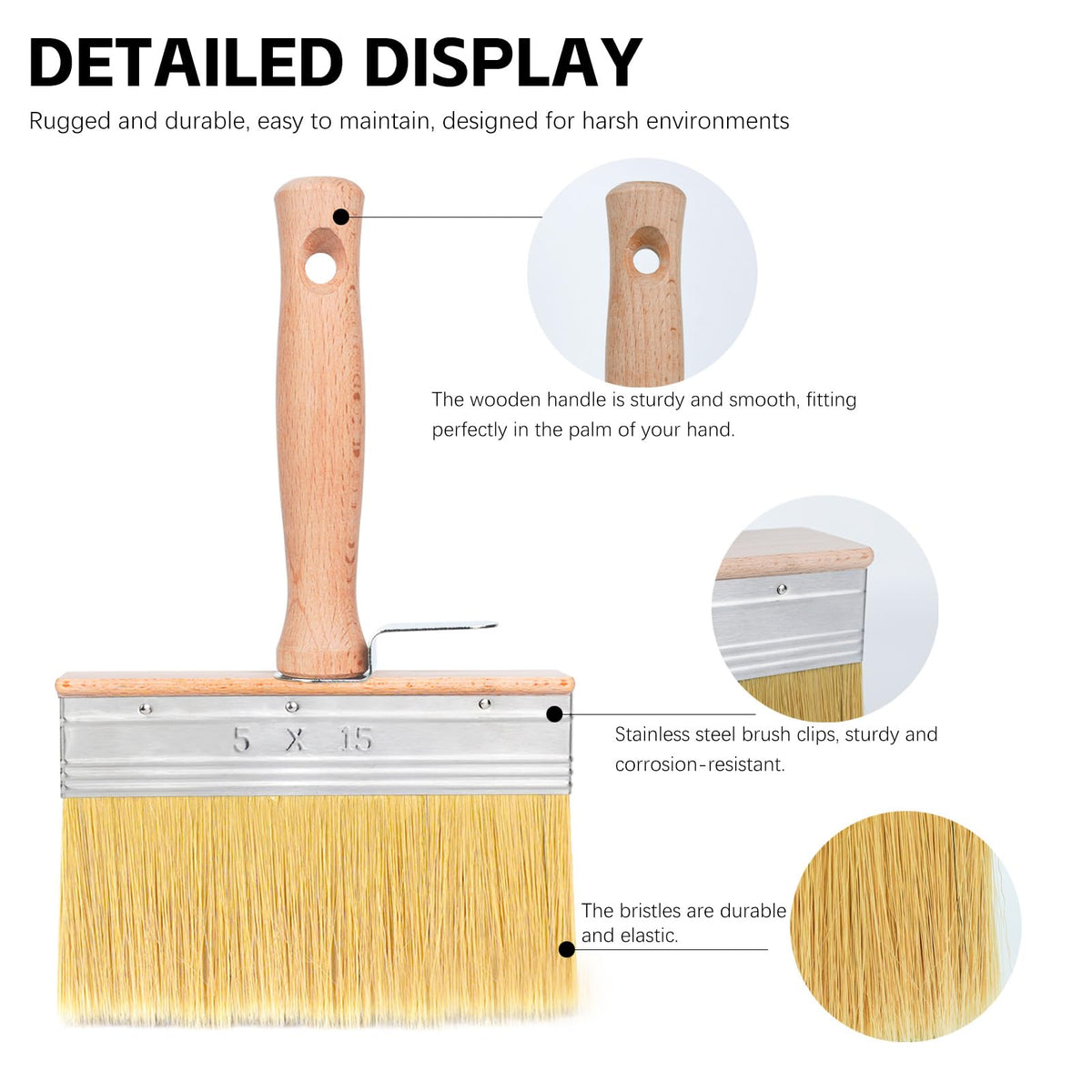 Wesquer 3 Pack Deck Stain Limewash Paint Brush Set