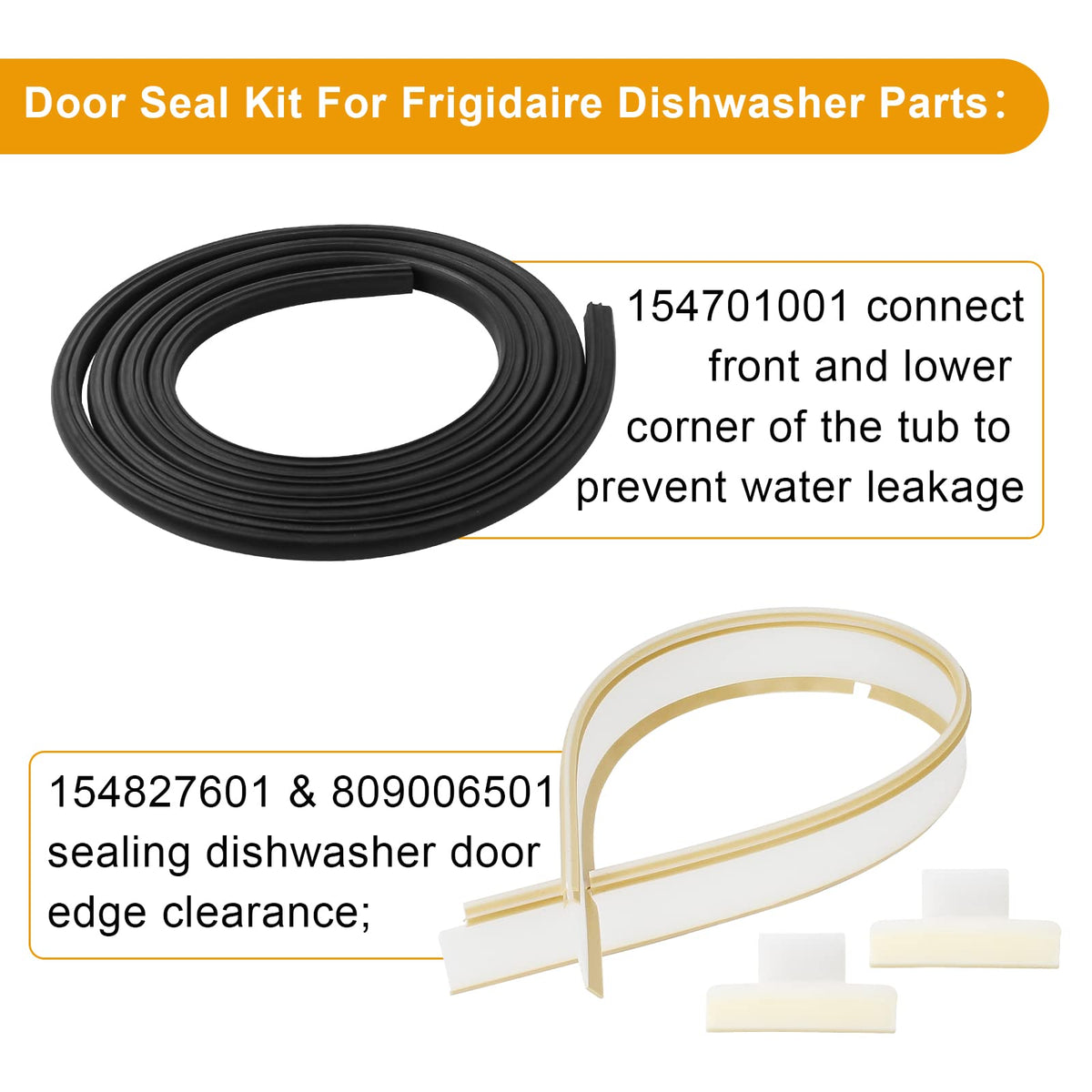 154827601 for Frigidaire Dishwasher Door Gasket Se