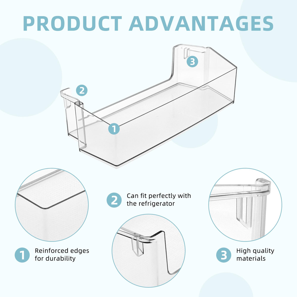 2 PACK W10900538 W11239961 Refrigerator Door Shelf