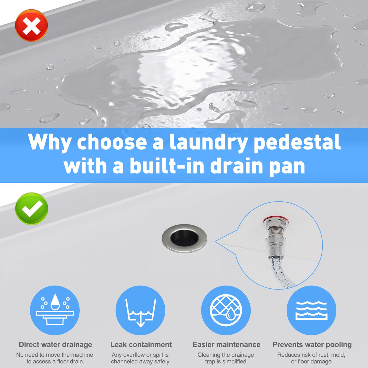 GangMei 29" Washer and Dryer Pedestal with Storage