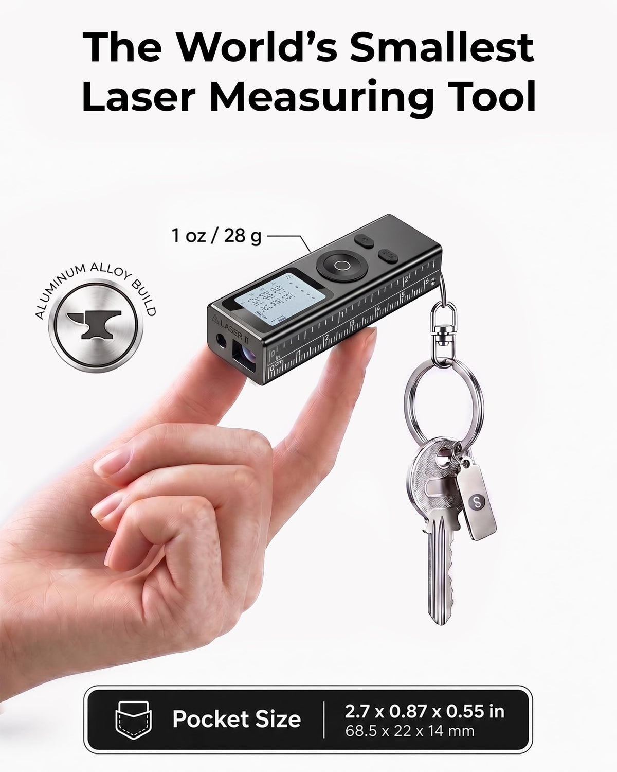 Cooper Ray Mini Laser Measuring Tool, Pocket Size Laser Tape Measure