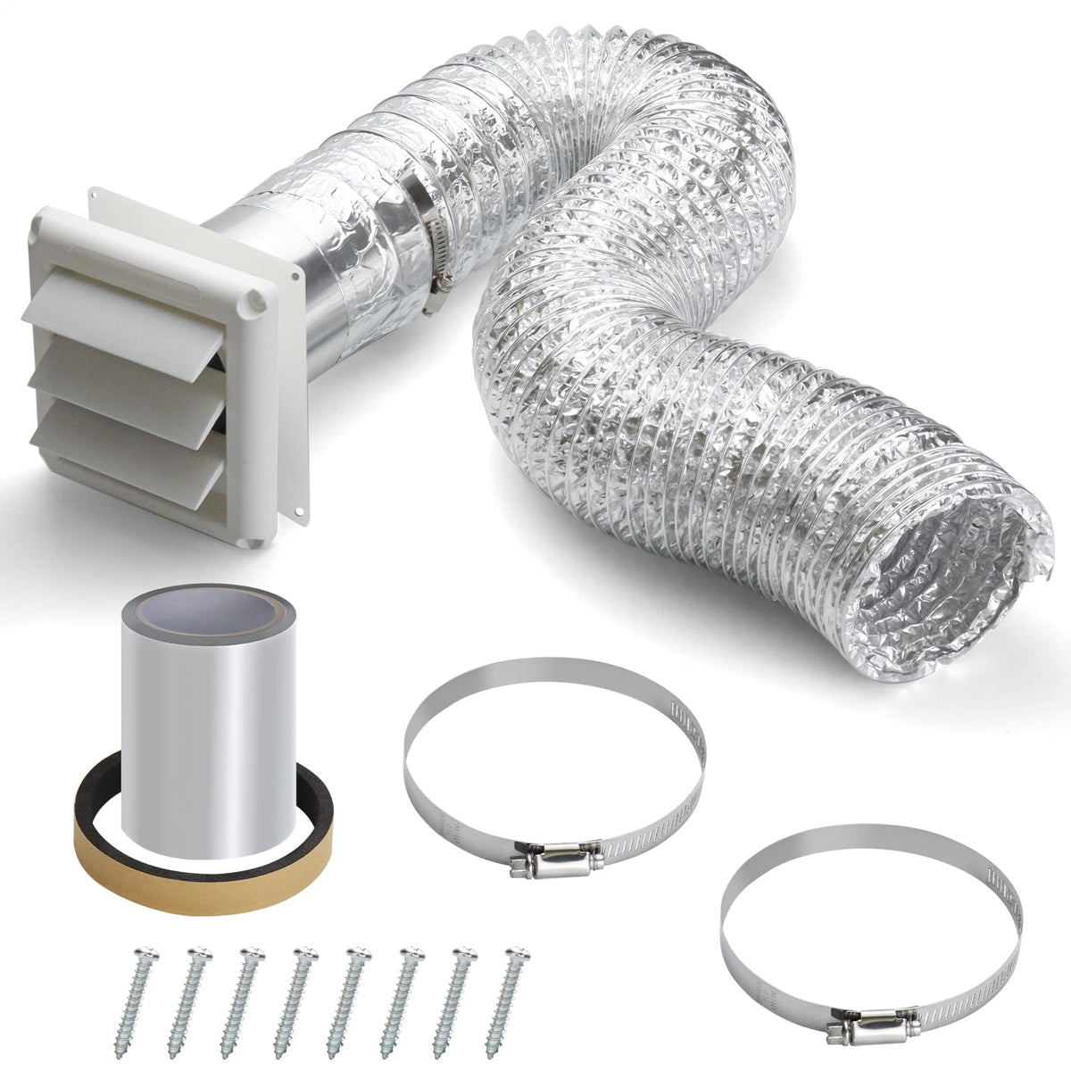 4 Inch Dryer Vent Kit with Hose/Duct Connector/Wal