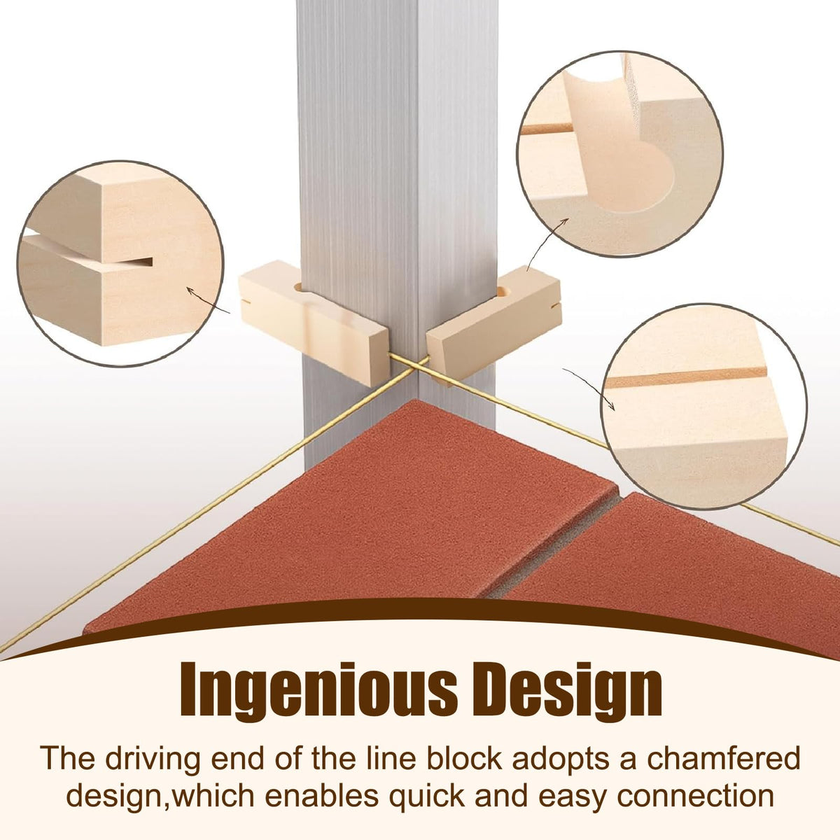 10Pcs 4 Inch Wood Masonry Line Blocks Kit with 2 Rolls Polyester Mason Line