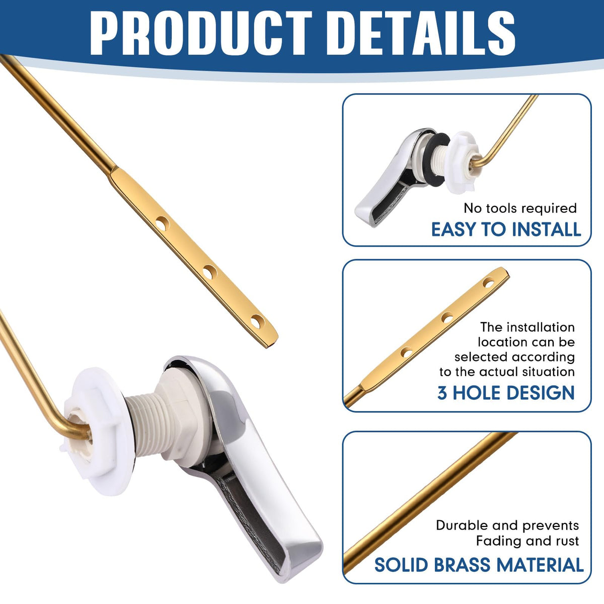 Lasnten 24 Pcs Front Mount Universal Toilet Flush Handle Replacement Kit