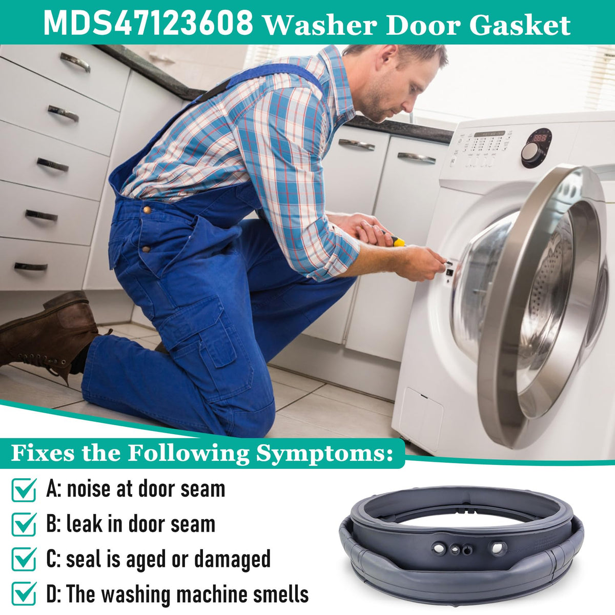Upgrade MDS47123608 Washer Door Boot Seal,Replacem