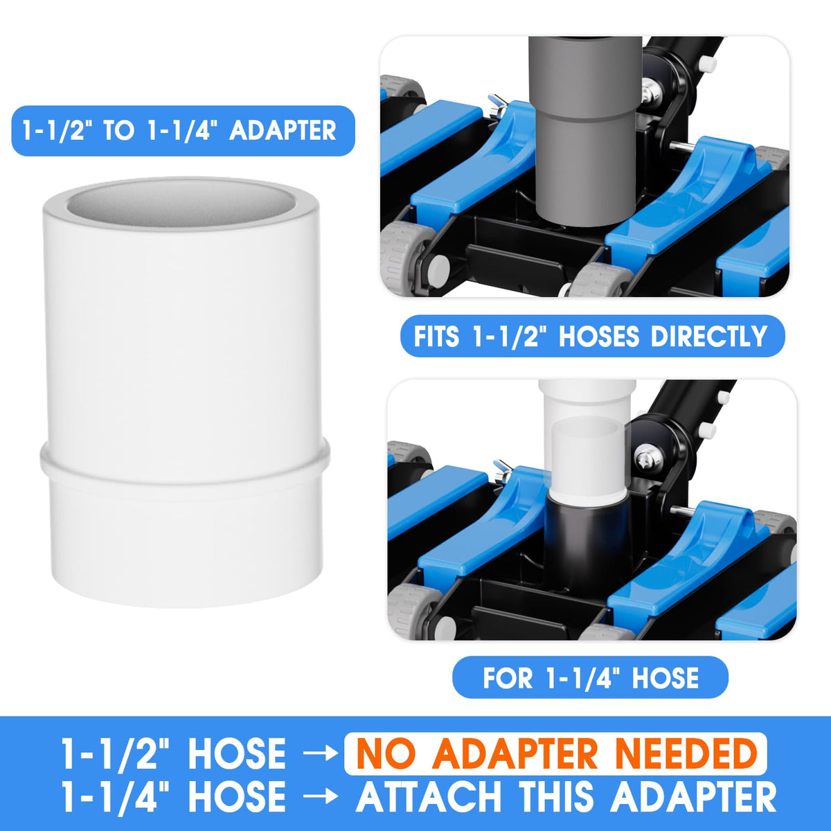 Commercial-Grade 4.4 LB Weighted Pool Vacuum Head & Swivel Handle - Lab-Tuned Brush,Debris Guide & Non-Slip Wheels for High-Efficiency Cleaning,Inground & Above Ground Swimming Pools – Blue