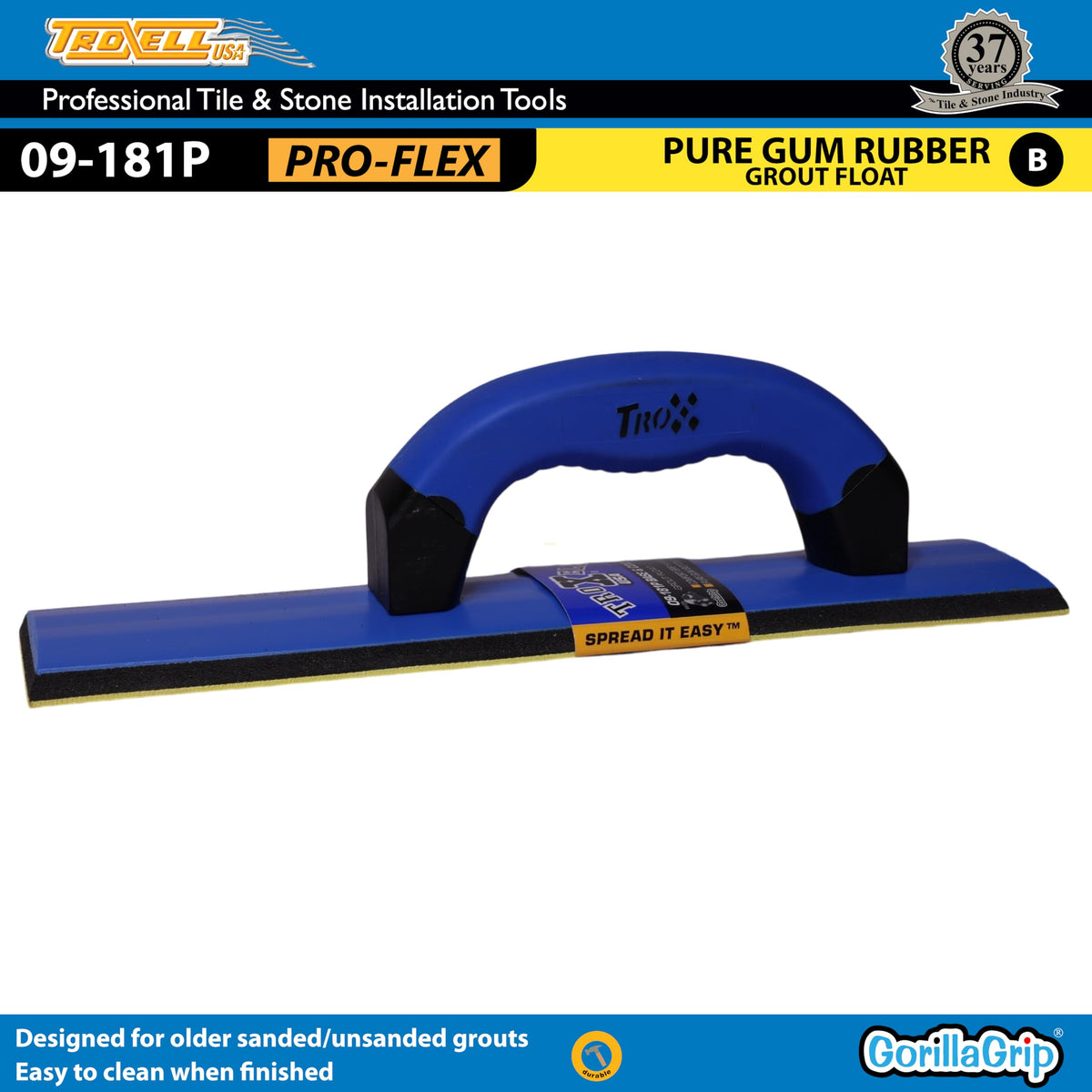 TROXELL USA - 3" X 12" Gum Rubber Base & Cove Grout Float
