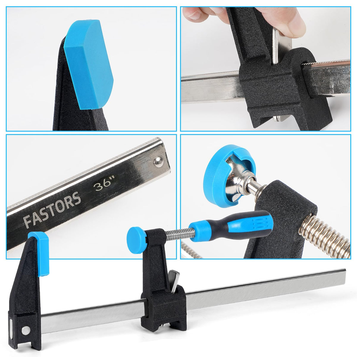 FASTORS Bar Clamps for Woodworking 36 Inch,4 Pack Wood Clamps Adjustable and Release Quickly,Woodworking Clamps Throat Depth 2.5 Inch,Serrated Steel Rail,Bar Clamps Force 600 Lbs