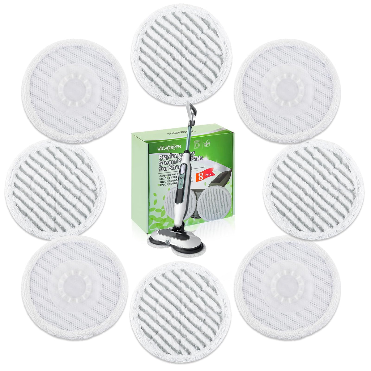 8 Pack Steam Mop Replacement Pads for Shark Steam Scrub Mop Pads