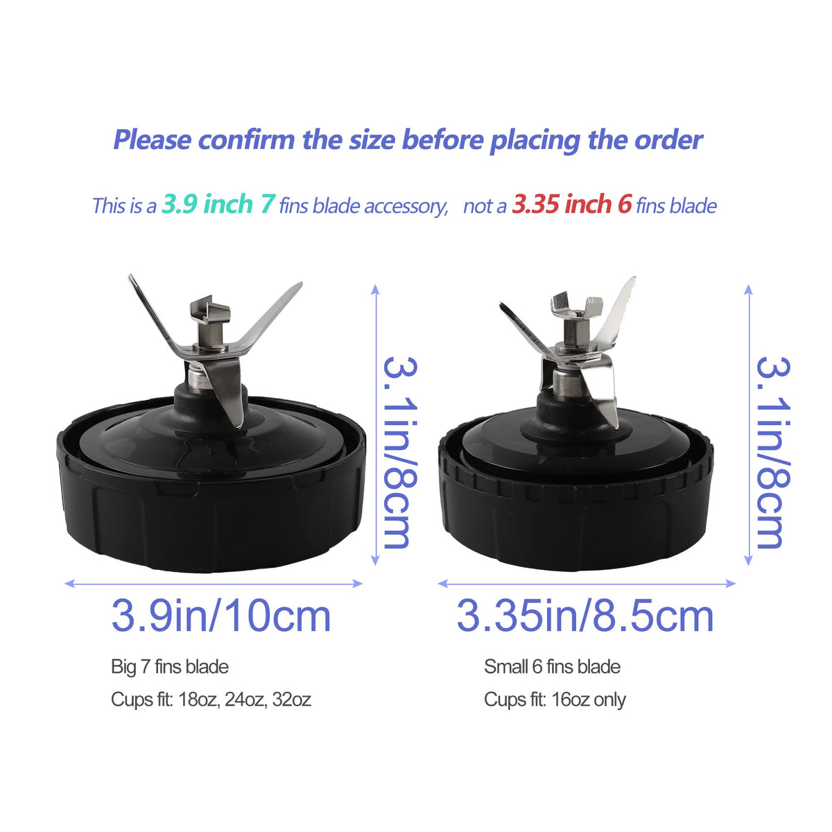 1-Pack Extractor Blade Assembly 7 Fins, Replacement Blender Blade Compatible with Ninja Blenders Auto iQ BL480 BL482 BL642 BL682 NN102