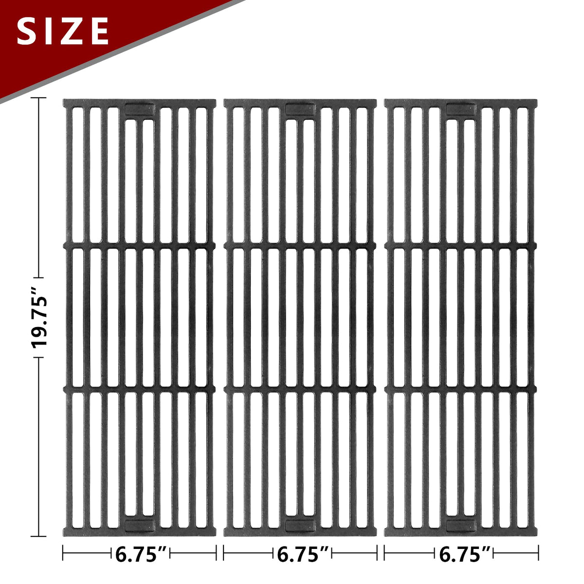 Grill Grates for Char Griller Replacement Parts Cast Iron Chargriller Cooking Grate 2121 2123 2222 2828 3001 3030 3725 4000 5050 5252 5650 9020 Charcoal Smoker Rack BBQ 19 3/4" x 20 1/4"