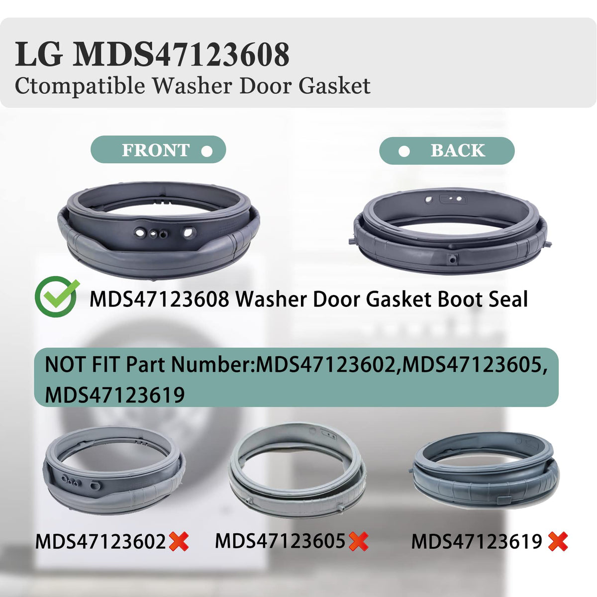 Upgrade MDS47123608 Washer Door Boot Seal,Replacem