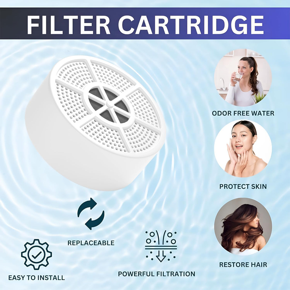 Vxcellent Bath Water Filter Cartridge, Bathtub Filter Replacement, Filter For Bathtub Bath Faucet Replacement Cartridge (2 Pack)