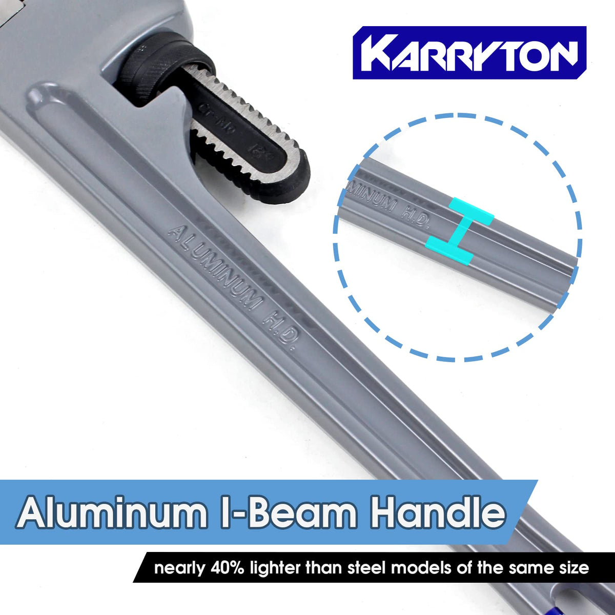 KARRYTON Aluminum Pipe Wrench Set, 10" 14" 18" 24"(4 Pack) Adjustable Straight Handle Plumbing Wrench Set, Heavy Duty Plumbers Tool with Drop Forged Jaw,Exceed the Standard GGG