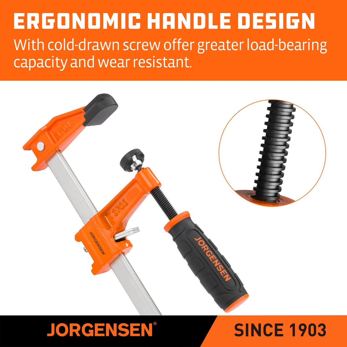 Jorgensen 24" Medium-Duty Steel Bar Clamp Set, 600 lbs Load Limit, 2-Pack